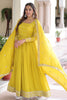Mesmerizing Yellow Sequins Embroidered Silk Event Wear Gown With Dupatta