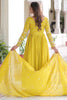 Mesmerizing Yellow Sequins Embroidered Silk Event Wear Gown With Dupatta