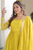 Mesmerizing Yellow Sequins Embroidered Silk Event Wear Gown With Dupatta