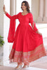 Fantastic Red Sequins Embroidered Silk Wedding Anarkali Suit With Dupatta