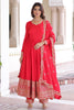 Fantastic Red Sequins Embroidered Silk Wedding Anarkali Suit With Dupatta