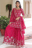 Stunning Pink Georgette Sequins Festival Wear Sharara Suit With Dupatta