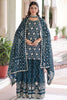 Outstanding Blue Georgette Sequins Embroidered Reception Wear Sharara Suit