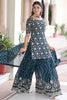 Outstanding Blue Georgette Sequins Embroidered Reception Wear Sharara Suit