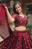 Wonderful Maroon Thread Embroidered Silk Wedding Wear Lehenga Choli