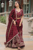 Wonderful Maroon Thread Embroidered Silk Wedding Wear Lehenga Choli