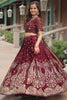 Wonderful Maroon Thread Embroidered Silk Wedding Wear Lehenga Choli