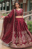 Wonderful Maroon Thread Embroidered Silk Wedding Wear Lehenga Choli