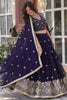 Fabulous Purple Sequins Silk Reception Wear Lehenga Choli With Dupatta