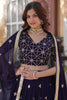 Fabulous Purple Sequins Silk Reception Wear Lehenga Choli With Dupatta