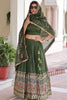 Astonishing Green Heavy Sequins Silk Mehendi Wear Lehenga Choli With Dupatta