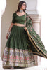 Astonishing Green Heavy Sequins Silk Mehendi Wear Lehenga Choli With Dupatta