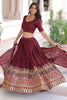 Bewitching Maroon Sequins Embroidered Silk Wedding Lehenga Choli