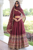 Bewitching Maroon Sequins Embroidered Silk Wedding Lehenga Choli