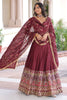 Bewitching Maroon Sequins Embroidered Silk Wedding Lehenga Choli