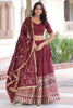 Bewitching Maroon Sequins Embroidered Silk Wedding Lehenga Choli
