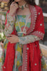 Tantalizing Blue Floral Print Event Wear Gown With Dupatta