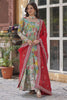 Tantalizing Blue Floral Print Event Wear Gown With Dupatta