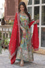 Tantalizing Blue Floral Print Event Wear Gown With Dupatta