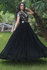 Mesmerizing Black Embroidered Georgette Reception Wear Gown