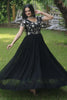 Mesmerizing Black Embroidered Georgette Reception Wear Gown