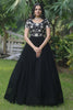 Mesmerizing Black Embroidered Georgette Reception Wear Gown