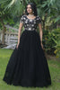 Mesmerizing Black Embroidered Georgette Reception Wear Gown