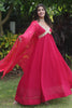 Gorgeous Pink Embroidered Georgette Event Wear Gown With Dupatta