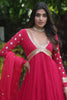 Gorgeous Pink Embroidered Georgette Event Wear Gown With Dupatta