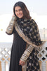 Beautiful Black Georgette Reception Wear Gown With Heavy Dupatta