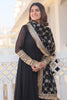 Beautiful Black Georgette Reception Wear Gown With Heavy Dupatta