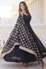 Beautiful Black Georgette Reception Wear Gown With Heavy Dupatta