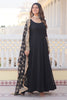 Beautiful Black Georgette Reception Wear Gown With Heavy Dupatta