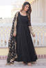 Beautiful Black Georgette Reception Wear Gown With Heavy Dupatta