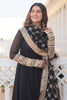 Beautiful Black Georgette Reception Wear Gown With Heavy Dupatta