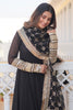 Beautiful Black Georgette Reception Wear Gown With Heavy Dupatta