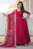 Gorgeous Rani Pink Georgette Festival Wear Gown With Dupatta