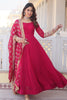 Gorgeous Rani Pink Georgette Festival Wear Gown With Dupatta