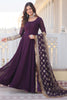 Dazzling Purple Georgette Engagement Wear Gown With Heavy Dupatta