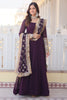 Dazzling Purple Georgette Engagement Wear Gown With Heavy Dupatta