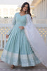 Enchanting Sky-Blue Embroidered Georgette Festival Wear Gown