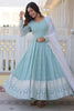 Enchanting Sky-Blue Embroidered Georgette Festival Wear Gown