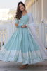 Enchanting Sky-Blue Embroidered Georgette Festival Wear Gown