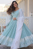 Enchanting Sky-Blue Embroidered Georgette Festival Wear Gown