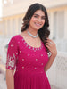 Adorable Pink Embroidered Georgette Function Wear Gown