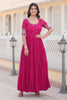 Adorable Pink Embroidered Georgette Function Wear Gown