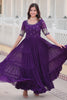 Mesmerizing Purple Embroidered Georgette Event Wear Gown