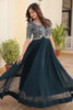 Charming Teal Blue Embroidered Georgette Festival Wear Gown