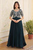 Charming Teal Blue Embroidered Georgette Festival Wear Gown