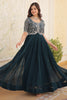 Charming Teal Blue Embroidered Georgette Festival Wear Gown